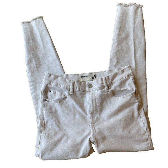 Garage Women's Juniors White Denim Jeans size 9/ 28 in waist Taille Haute High R - Picture 1 of 6